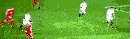 a group of soccer players are playing on a soccer field