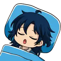 a cartoon drawing of a person sleeping in a bed