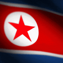 a red white and blue flag with a red star on it