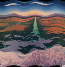 a painting of a landscape with the word pixiz on the bottom