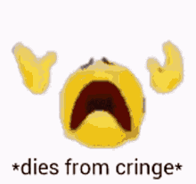 a picture of a brown stain with the words `` dies from cringe '' written on it .