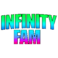 a logo for infinity fam with a rainbow of colors