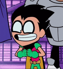 a close up of a cartoon character with a big smile