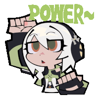 a cartoon drawing of a girl with the word power above her head