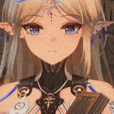 a close up of a girl 's face with the letter u on her chest