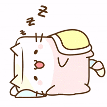 marshmallow cat pink and white sleeping sleep time