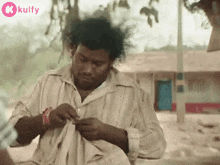 Stitching.Gif GIF - Stitching Yogi Babu Concentrating GIFs