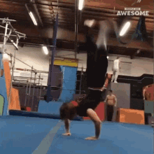 backflip leg kick gymnastics cool stunt splay legs