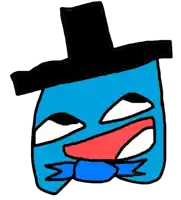 a cartoon character with a top hat and a bow tie