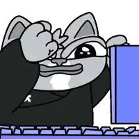 a cartoon of a cat wearing a black shirt with the letter x on it