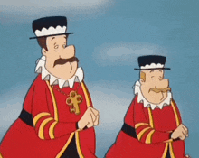 two cartoon characters are standing next to each other and one has a key around his neck