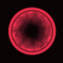 a red circle on a black background with a smoke coming out of it