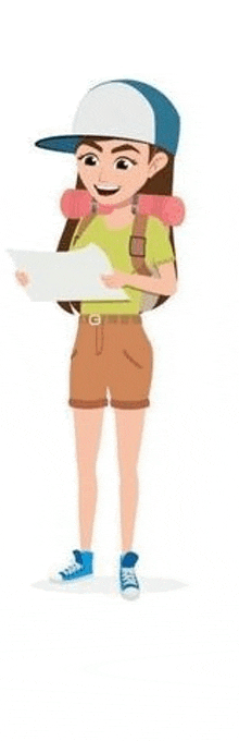 a cartoon illustration of a woman holding a map .