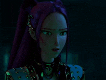 a picture of a girl with purple hair and the words " i knew it was too good to be true "