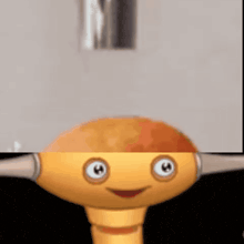 a close up of a cartoon character with a smiley face on it