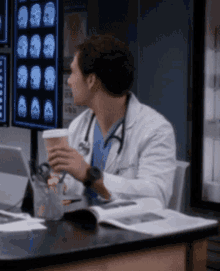Greys Anatomy Andrew Deluca GIF - Greys Anatomy Andrew Deluca Coffee GIFs