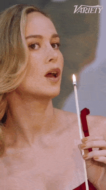 Brie Larson Blowing Out Candle GIF - Brie Larson Blowing Out Candle GIFs