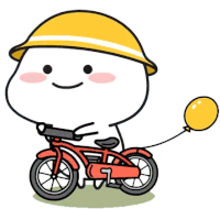 a cartoon character is riding a bicycle with a balloon .