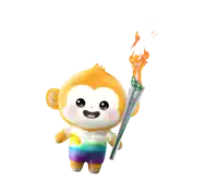 a cartoon monkey is holding a torch with flames on it