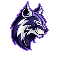 a purple and white drawing of a wolf 's head on a white background