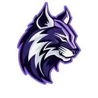 a purple and white drawing of a wolf 's head on a white background