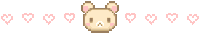 a pixel art drawing of a rabbit with hearts around it