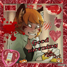 a picture of a cat with the words " good morning " on it