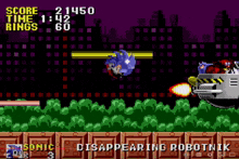 a screenshot of a video game called sonic the hedgehog with a score of 21450