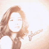 a picture of a woman with the name gham written on the bottom