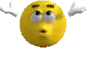 a yellow smiley face with white wings and big eyes .