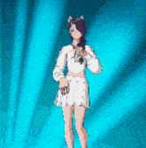 a pixel art of a woman in a white dress