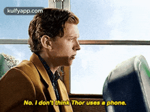 No. I Don'T Think Thor Uses A Phone..Gif GIF - No. I Don'T Think Thor Uses A Phone. Same Mcu GIFs