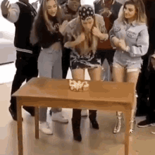 happy birthday cake push friends