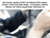 a blurred image of a person driving a car with a caption that says " alo jusufe "