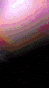 a pixel art of a pink and purple sunset with a black background