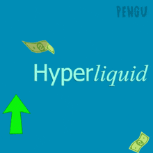 a cartoon of a penguin holding a piece of paper with the word hyper on it