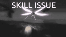 a black and white image with the words skill issue written on it