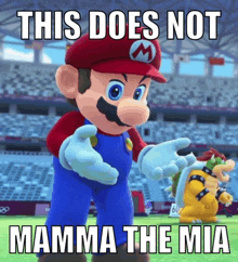 a meme of mario with the caption this does not mamma the mia