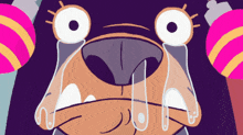 a cartoon dog with tears running down its face