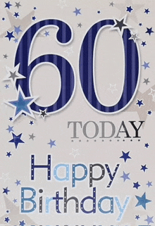 a birthday card with the number 60 and the words " happy birthday "