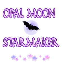 a logo for opal moon starmaker with a bat in the middle