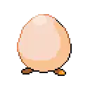 a pixel art drawing of an egg sitting on a stand