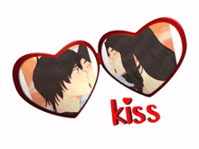 a pair of heart shaped sunglasses with a picture of a man and a woman kissing