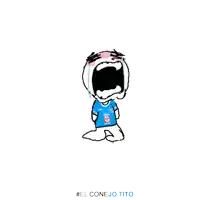 a drawing of a person with a blue shirt that says el conejo tito on it
