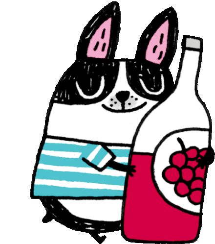 Dog Hugging Wine Bottle Sticker - Pudding Funny Animals The Cry Baby Stickers