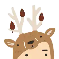 a drawing of a deer with three cardinals on its antlers
