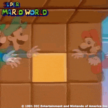 a cartoon of mario and luigi from super mario world 1991
