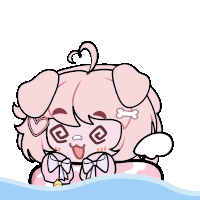 a cartoon drawing of a girl with a dog 's ears and a bone in her hair
