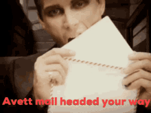 Avett Mail Headed Your Way GIF - Avett Mail Headed Your Way Lick Envelope GIFs