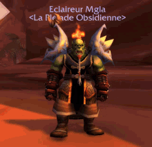 a video game character named eclaireur mgla is standing in the desert